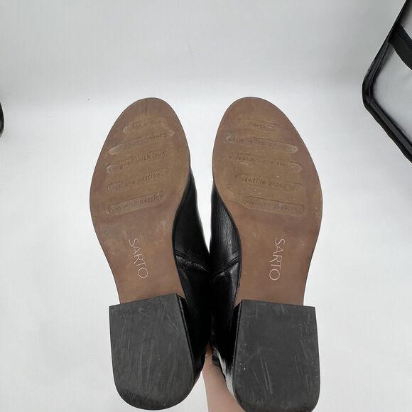 Sarto Franco Sarto A-Nemi Women’s 7.5 Black Ankle Leather Almond Toe Booties - Picture 9 of 12